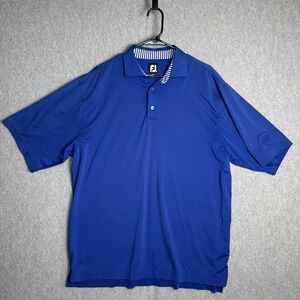 FootJoy Golf Polo Shirt Mens Size XL Short Sleeve Solid Blue Casual Comfort Logo